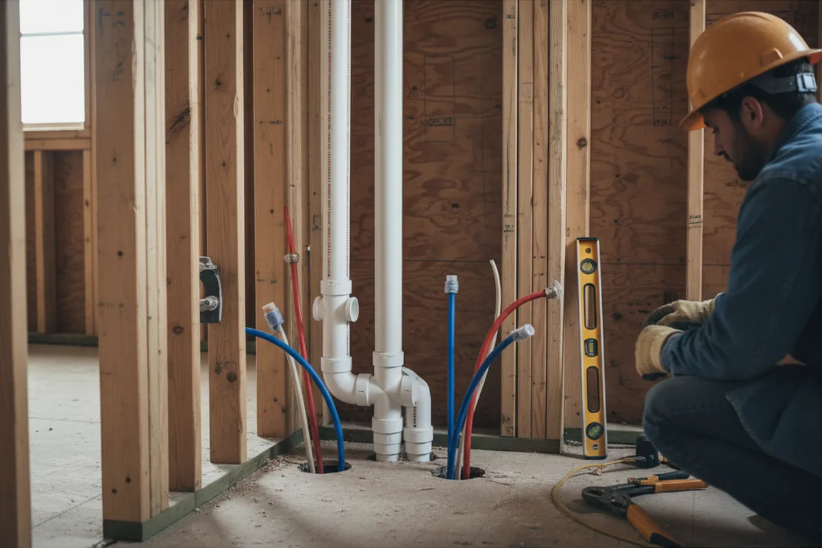 Drain and supply rough-in during Leak Detection in Willisburg